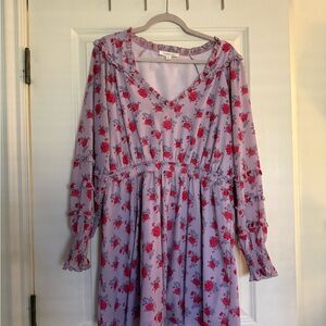 Floral V-Neck Dress with Ruffle Details